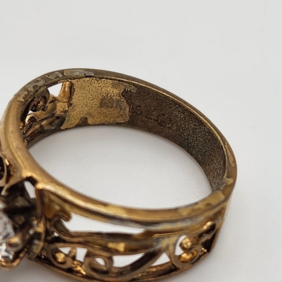 Vintage Aurora 18K HGE & Cubic Zirconia Swirl Ring (7.25)